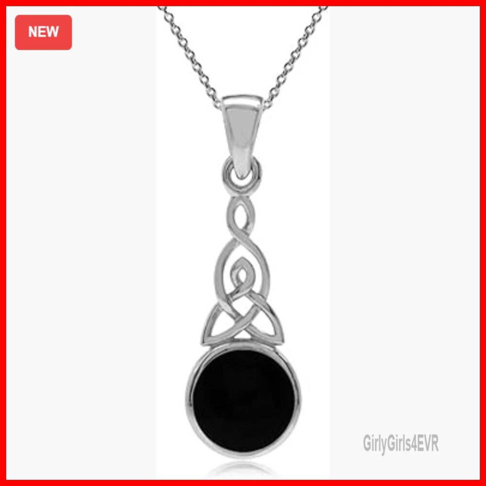 8mm Celtic Knot Pendant Necklace, 18in Chain, Sterling Silver